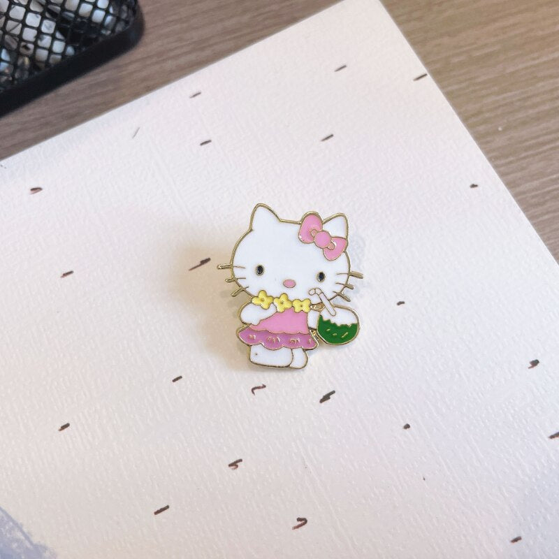 Sanrio Hello Kitty Cinnamon My Melody Lapel Pins for Backpack Anime Brooches Collar Jeans Jacket Fashion Jewelry Accessories