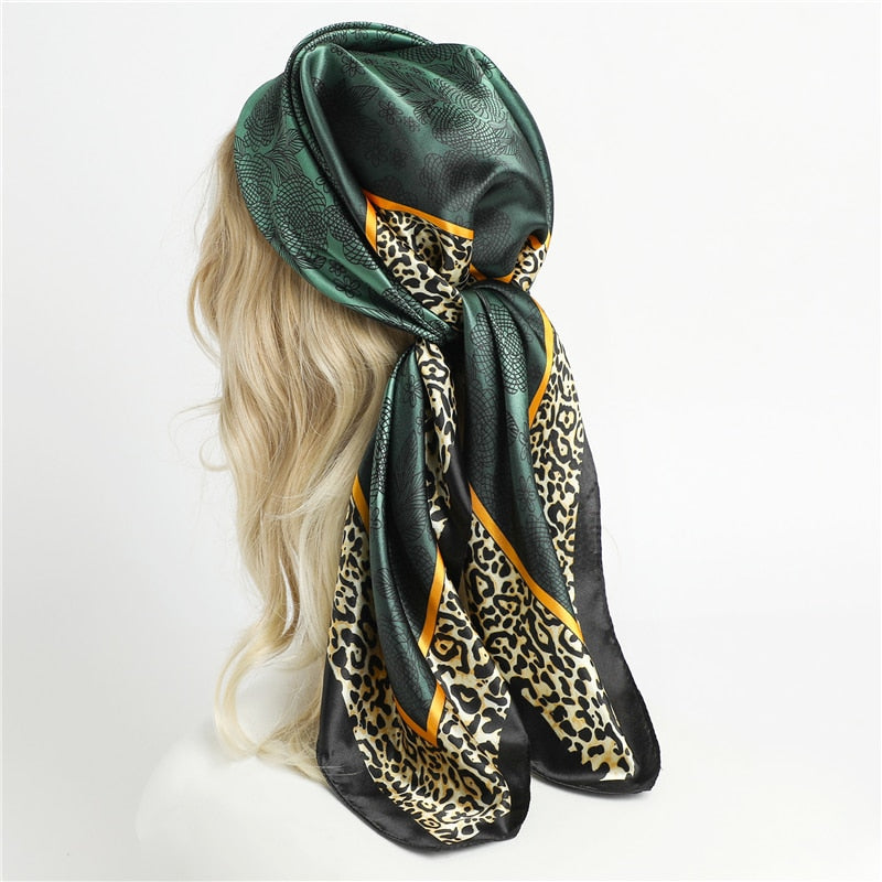 2023 Neckerchief Shawl Wraps Print Silk Satin Scarf square Women Muslim Hijab Elegant Headband  Bandana design brand foulard