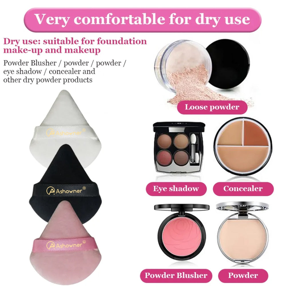 Triangle Powder Puff Soft Makeup Sponge for Face Make Up Eyes Contouring Shadow Cosmetic Washable Mini Velvet Foundation Puff