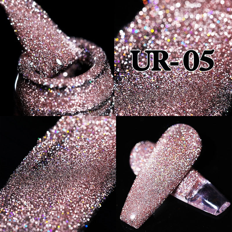 Sparkling Gel Nail Polish Reflective Glitter Nail Gel Semi Permanent Nail Art Varnish For Manicures Need Base Top Coat