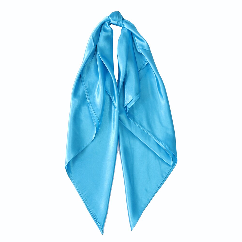 Solid Color Head Scarf Blcak Square 90*90 Silk Foulard Satin Bandana Cheveux Neckerchief Hijab Accessoires For Woman Hair Scarf