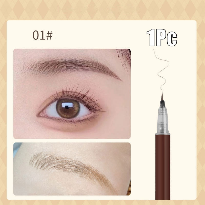 0.01mm Ultra Fine Eyebrows Pencil Waterproof Sweat-proof Liquid Eyebrow Pen Long Lasting Professional Makeup Eye Cosmetics