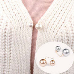3Pcs/set Women Fashion Tightening Waistband Pin Double Pearl Brooches Metal Lapel Pin Brooch Pins Sweater Shirt Cardigan Brooch