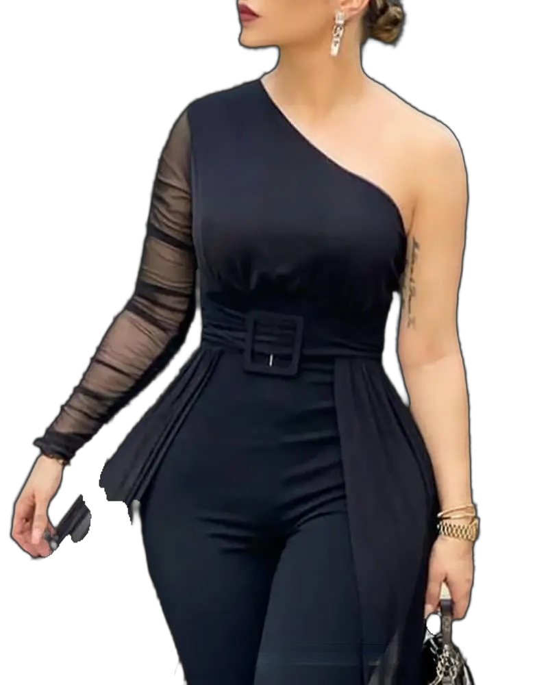 Elegant Jumpsuit for Women Party Summer Casual Rhinestone Sheer Mesh Sleeveless Jumpsuits Skinny Outfits Fashion Ladies Suit