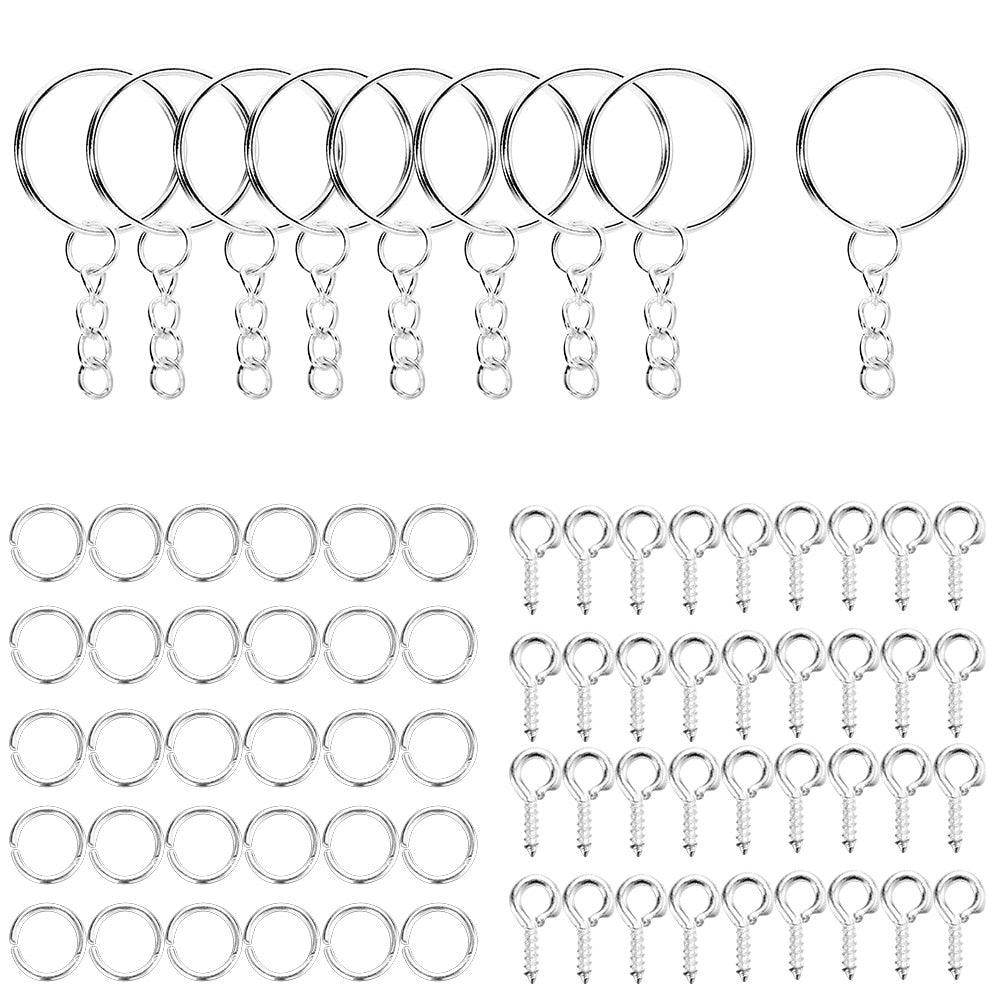 110/220Pcs Keychain Open Jump Rings Eye Pins Jewelry Making Accessories Kits for DIY Epoxy Resin Key Chain Key Ring Pendants