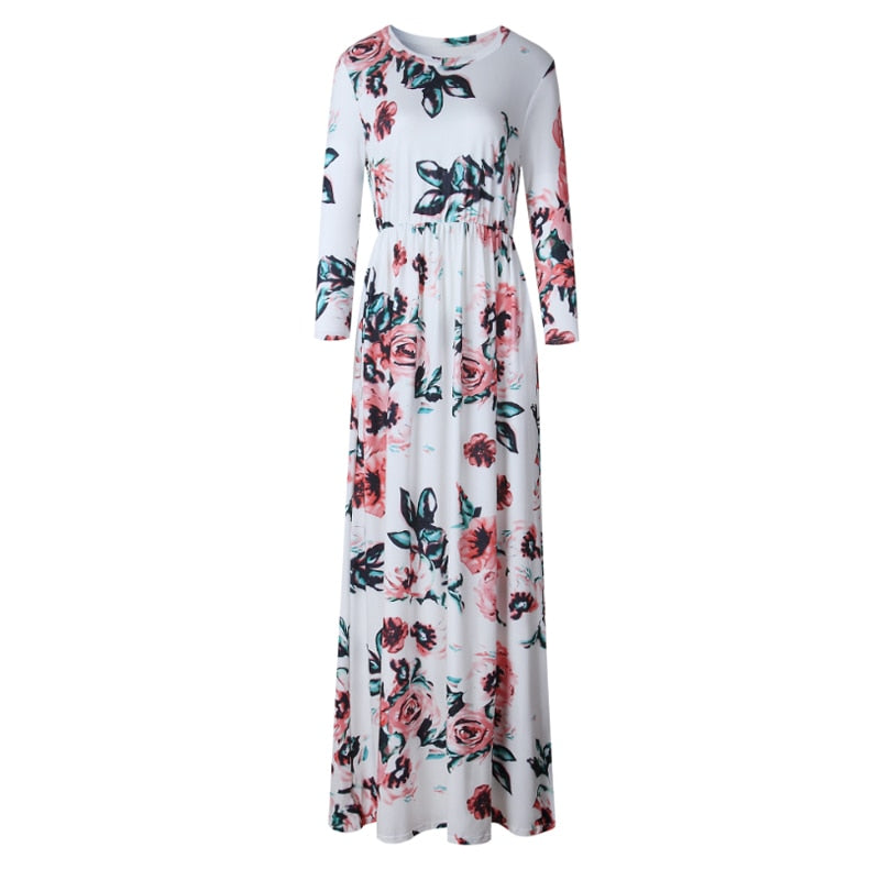 Summer Maxi Dress Women Pink Floral Print Boho Beach Dress Ladies Evening Party Long Dress Sundress Vestidos de festa 3XL