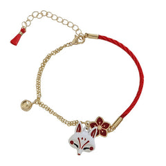 2023 New Fashion Flower Cartoon Animal Bracelet for Women Cute Fox Vintage Jewelry Lucky Bell Gifts for Family Lovers H4919