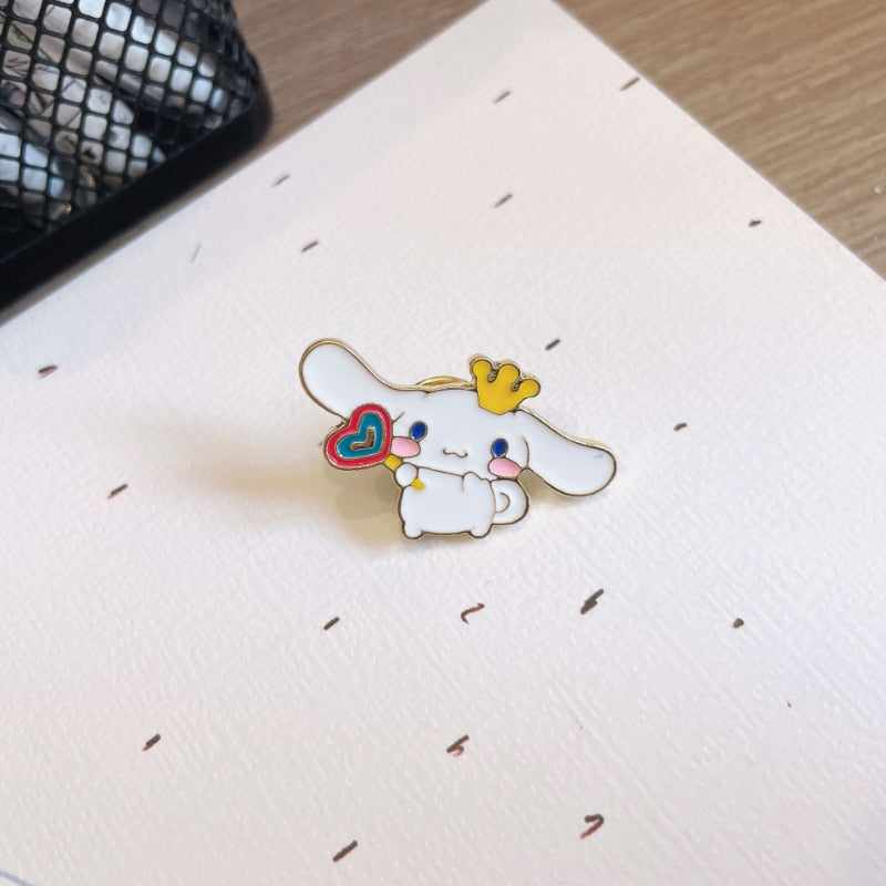 Sanrio Hello Kitty Cinnamon My Melody Lapel Pins for Backpack Anime Brooches Collar Jeans Jacket Fashion Jewelry Accessories