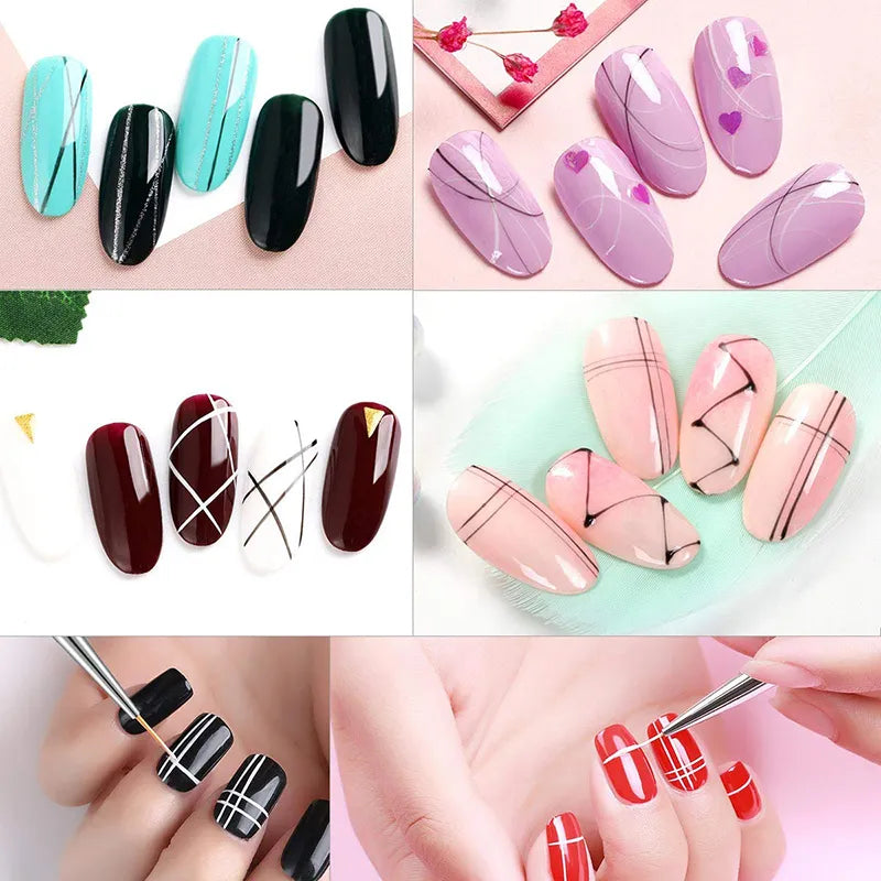 Dual-ended Nail Brush Acrylic Nail Art Brushes Professional Gel Nail Polish Liner Flower Painting Drawing Manicure Tools