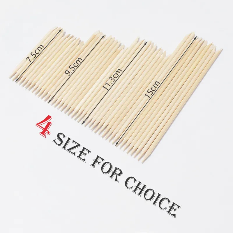 Nail Cuticle Pusher Orange Wood Sticks Nail Manicures Remover Wooden Design Nail Gel Polish Drawing Stick for Nail Art