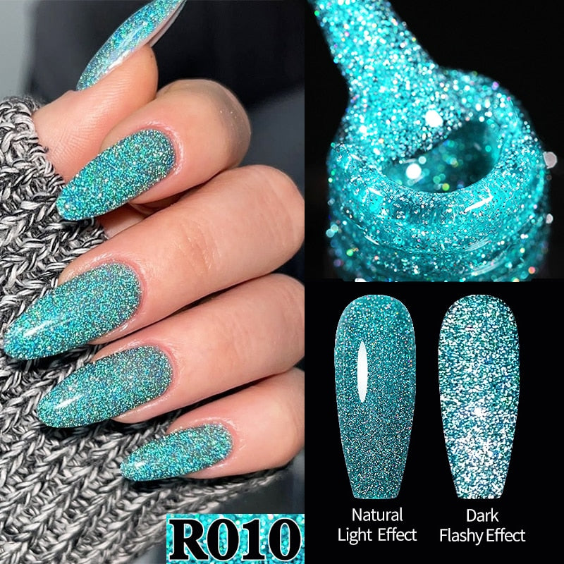 Sparkling Gel Nail Polish Reflective Glitter Nail Gel Semi Permanent Nail Art Varnish For Manicures Need Base Top Coat