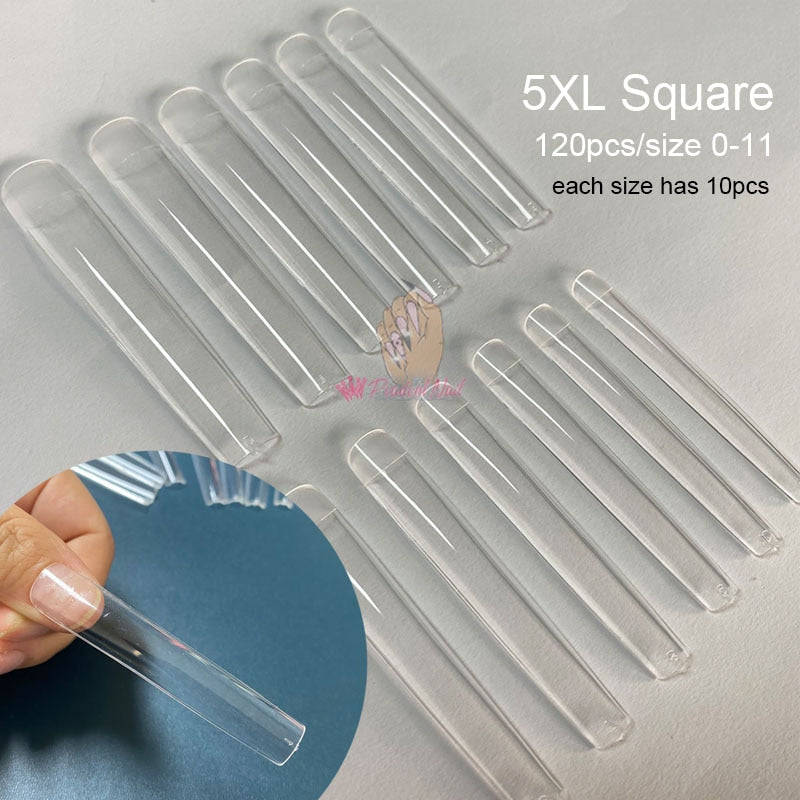 Gel Nails Extension System Full Cover Sculpted Clear Stiletto Coffin False Nail Tips 240pcs/bag