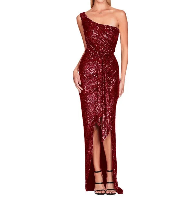 Plus Size Sequin Asymmetrical Party Dress Luxury Dinner Prom Evening Dresses Cocktail Welcome Dresses Elegant Pretty Women Dress