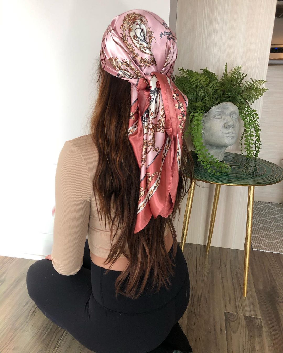 Silk Scarf Scarftop Headwraps For Women Vintage Four Seasons Hair Scarve 90*90cm Hijab Foulard Iuxe Bandana Femme Headscarf