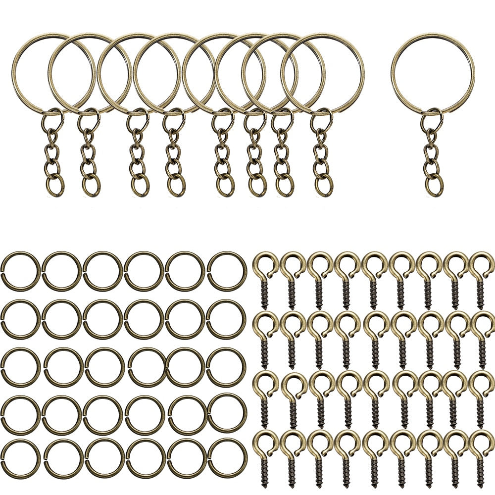 110/220Pcs Keychain Open Jump Rings Eye Pins Jewelry Making Accessories Kits for DIY Epoxy Resin Key Chain Key Ring Pendants