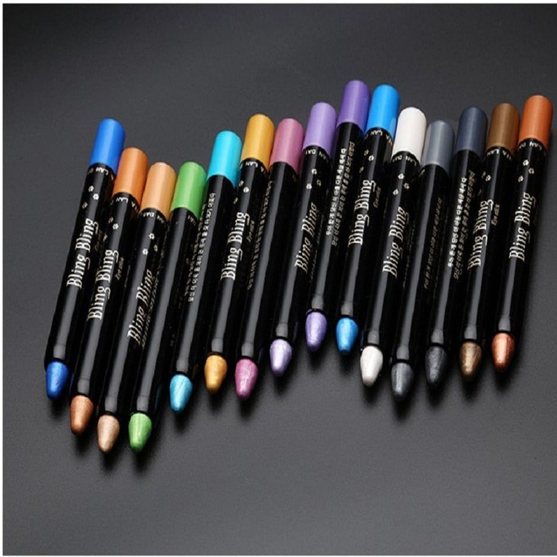 15 Colors Pearlescent Eyeshadow Pencil Waterproof Long Lasting Glitter Shimmer Eye Shadow Pen Eyeliner Stick Eyes Makeup Tools