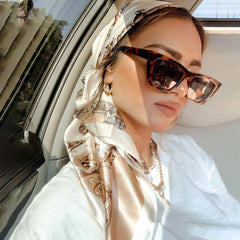 Silk Scarves Women Luxury Brand Summer Fashion Designer Head/Hair Scarf 90*90cm Hijab Bandana Cheveux Foulard Femme 90X90CM